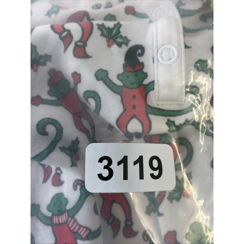 ROLLER RABBIT Kids Merry Monkey Christmas Pajama Top 100% Pima Cotton Sz 6yrs